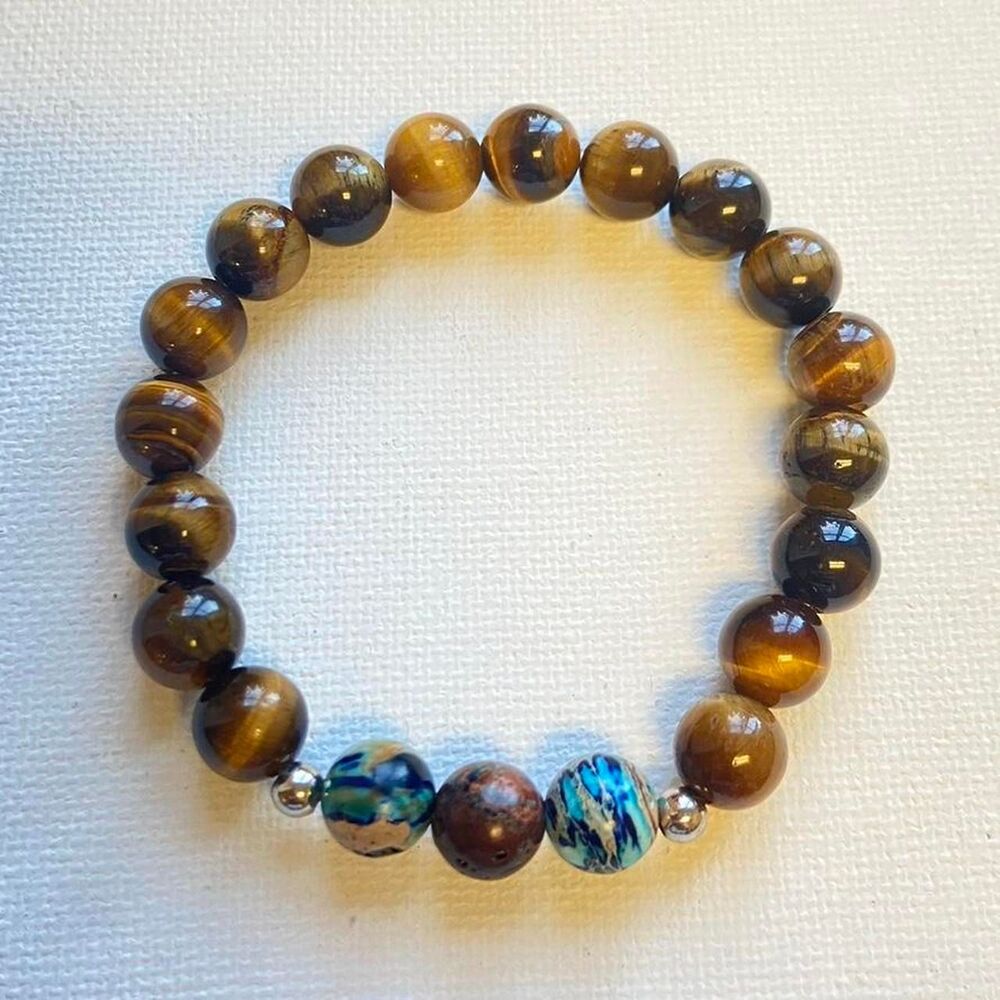 Handmade Blue Imperial Jasper & Tigers Eye Bracelet